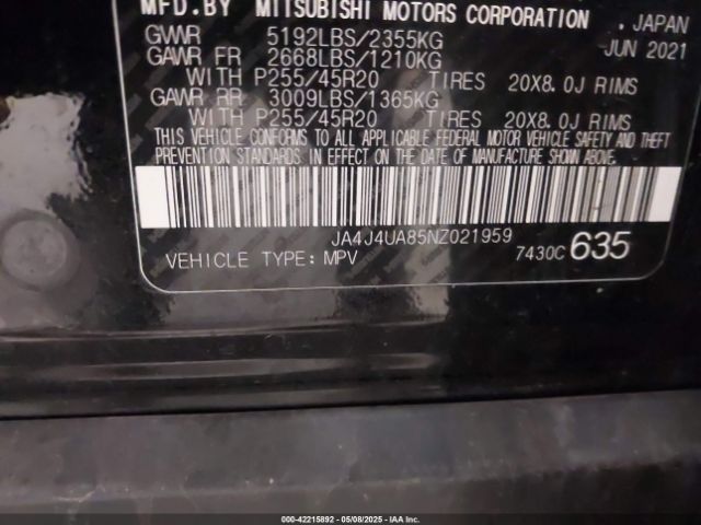 2022 MITSUBISHI OUTLANDER JA4J4UA85NZ021959 Photo 8