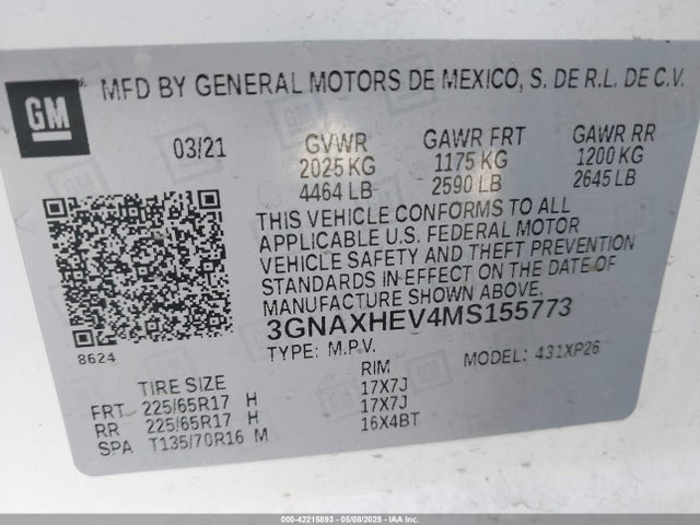 Chevrolet lyx 2021 3GNAXHEV4MS155773 Image 9