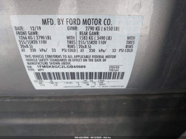 1FM5K8GC2LGB45689 Ford Explorer St