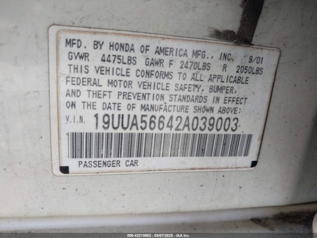 2002 ACURA TL 19UUA56642A039003 Photo 8