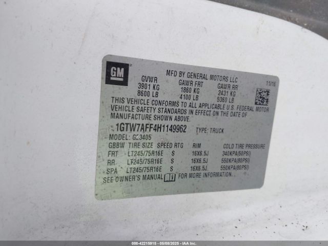 1GTW7AFF4H1149962 GMC Savana 2500 Work Van
