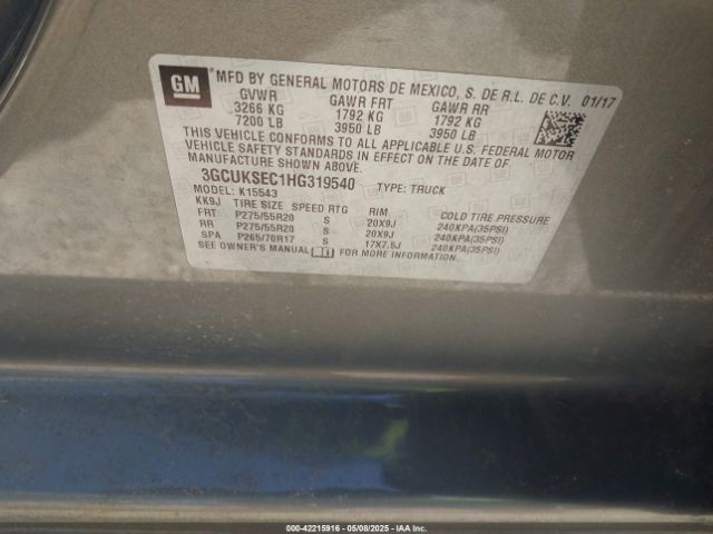 3GCUKSEC1HG319540 Chevrolet Silverado 1500 1lz