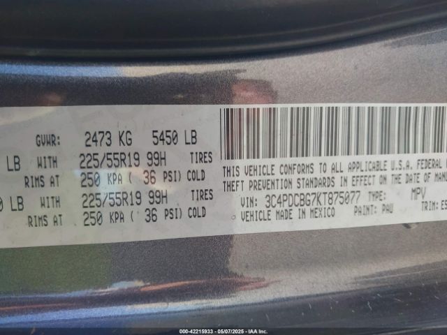 2019 DODGE JOURNEY 3C4PDCBG7KT875077 Photo 8