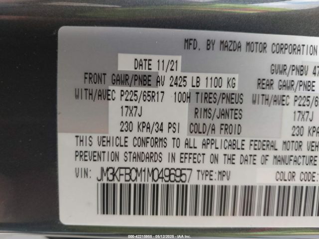 JM3KFBCM1M0496957 Mazda Cx-5 Touring