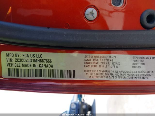 2021 DODGE CHALLENGER 2C3CDZJG1MH667666 Photo 8