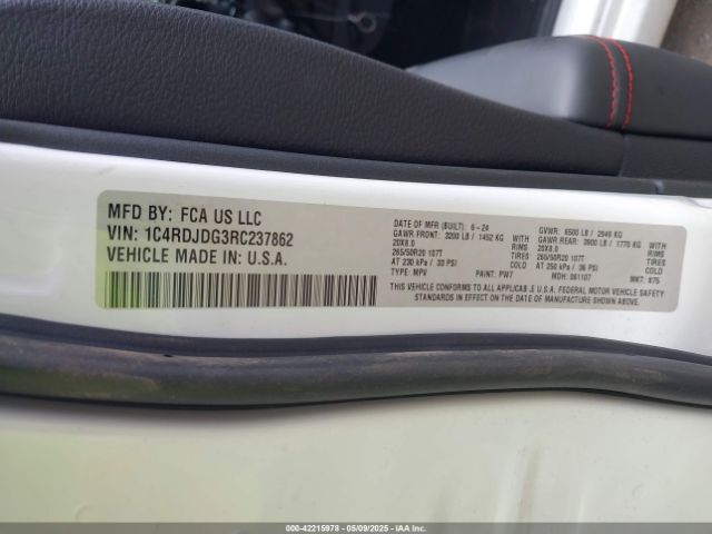 1C4RDJDG3RC237862 Dodge Durango Gt Plus Awd