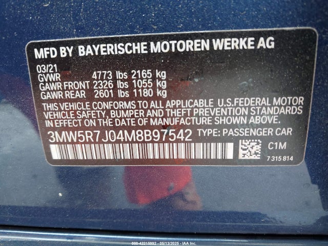 BMW 330I 2021 3MW5R7J04M8B97542 Image 9
