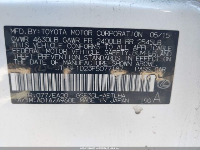JTHBF1D23F5077187 Lexus IS 250