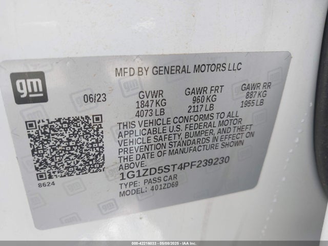 1G1ZD5ST4PF239230 Chevrolet Malibu Fwd 1lt