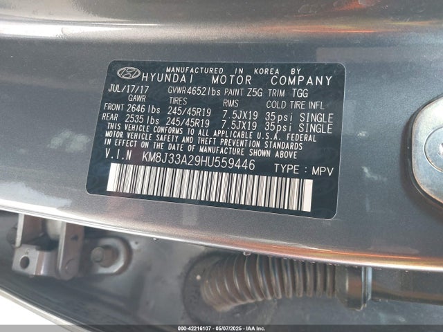 KM8J33A29HU559446 Hyundai Tucson Value