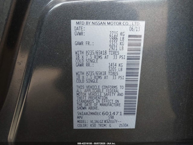 Nissan Pathfinder Sl 2014 5N1AR2MN0EC601471 Image 9