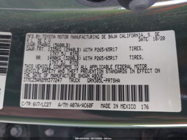 2021 TOYOTA TACOMA 3TMCZ5AN2MM377247 Photo 8