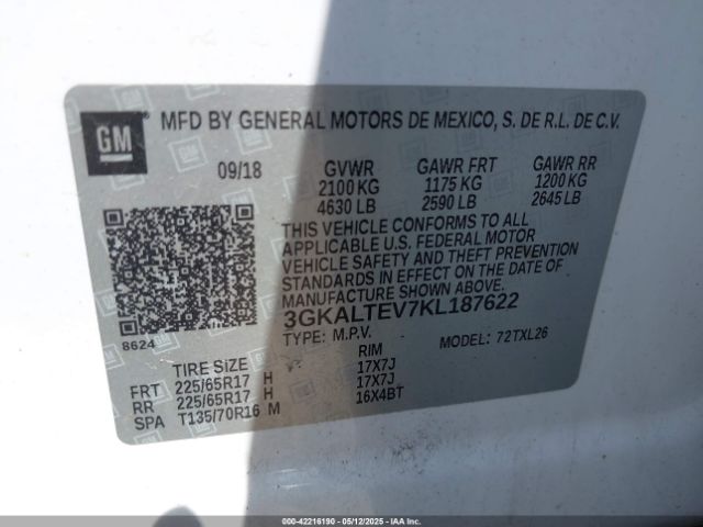 3GKALTEV7KL187622 GMC Terrain Sle