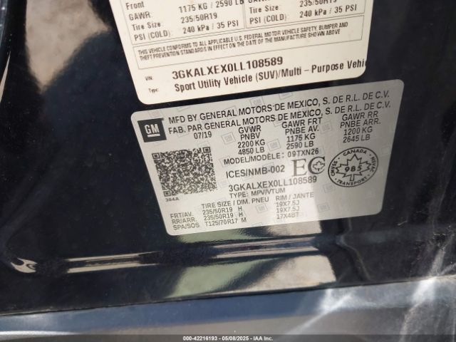 3GKALXEX0LL108589 GMC Terrain Awd Denali