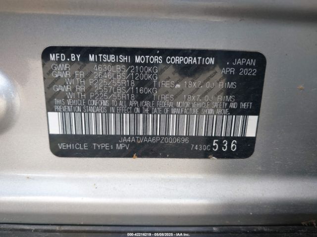 JA4ATVAA6PZ000696 Mitsubishi Eclipse Cross Le S-awc/ralliart S-awc