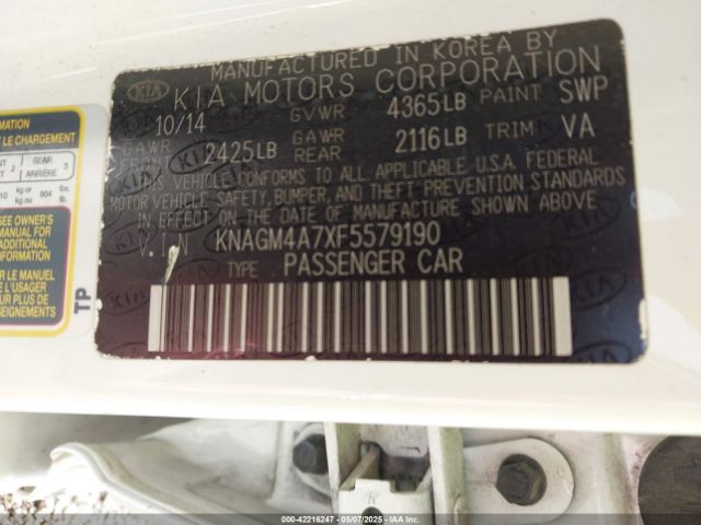 KNAGM4A7XF5579190 KIA Optima Lx