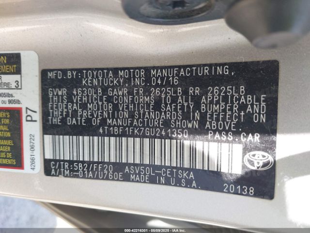 4T1BF1FK7GU241350 Toyota CAMRY SE
