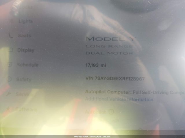 7SAYGDEEXRF128967 Tesla Model Y Long Range Dual Motor All-wheel Drive