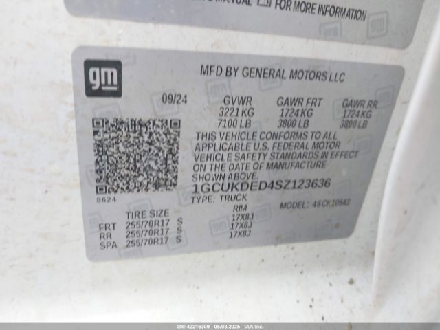 1GCUKDED4SZ123636 Chevrolet Silverado 1500 4wd  Standard Bed Lt