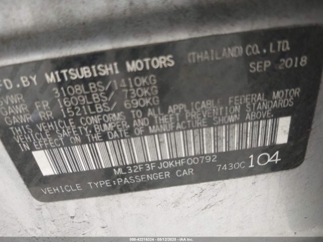 2019 MITSUBISHI MIRAGE G4 ML32F3FJ0KHF00792 Photo 8