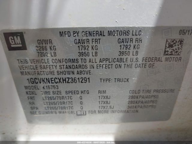 1GCVKNECXHZ361291 Chevrolet Silverado 1500 Wt
