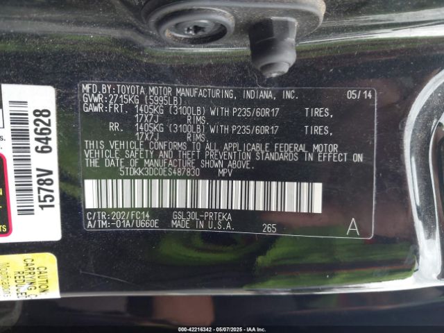 5TDKK3DC0ES487830 Toyota Sienna Le V6 8 Passenger