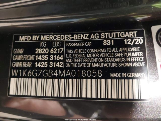 W1K6G7GB4MA018058 Mercedes-Benz S 580 4matic