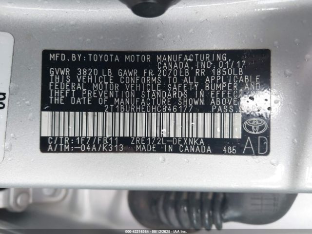2T1BURHE0HC846177 Toyota COROLLA LE