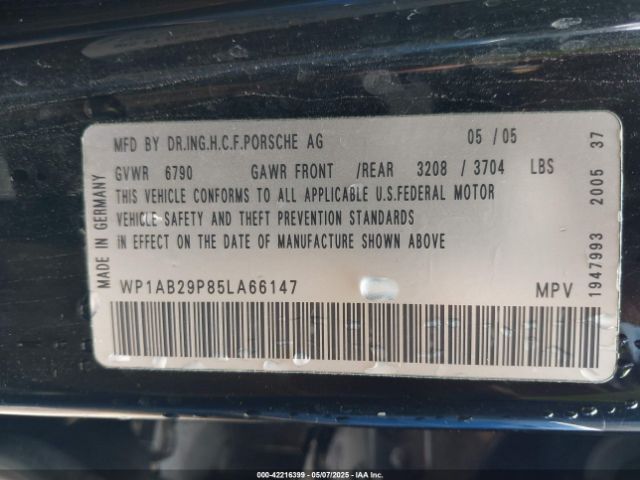 2005 PORSCHE CAYENNE WP1AB29P85LA66147 Photo 8