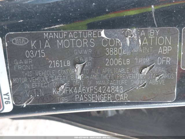 KNAFK4A6XF5424843 KIA FORTE LX