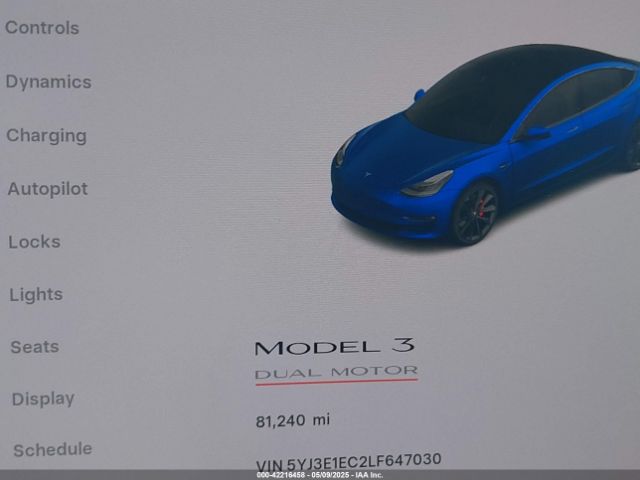 5YJ3E1EC2LF647030 Tesla Model 3 Performance Dual Motor All-wheel Drive