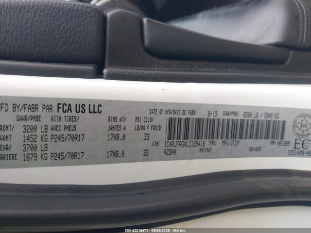 1C4RJFAGXLC125416 Jeep Grand Cherokee Laredo