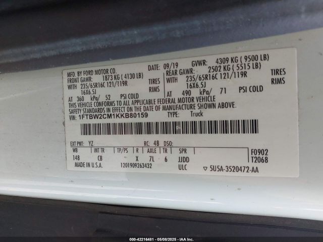 1FTBW2CM1KKB80159 Ford Transit-350