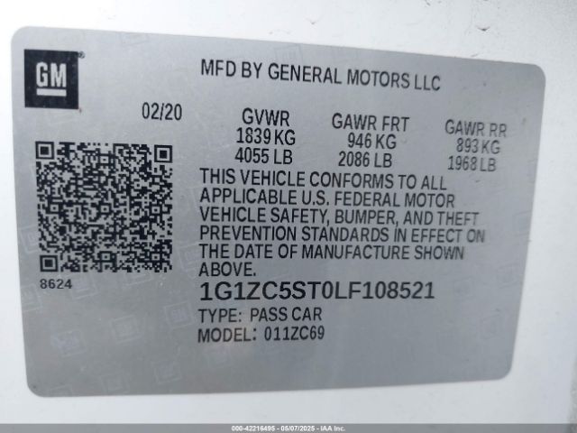 1G1ZC5ST0LF108521 Chevrolet Malibu Fwd 1fl