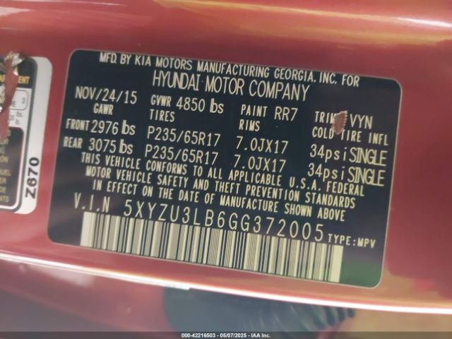 5XYZU3LB6GG372005 Hyundai Santa Fe Sport 2.4l