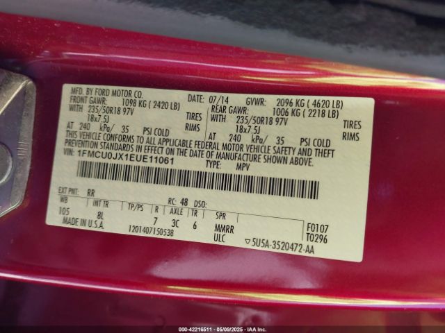 1FMCU0JX1EUE11061 Ford Escape Titanium