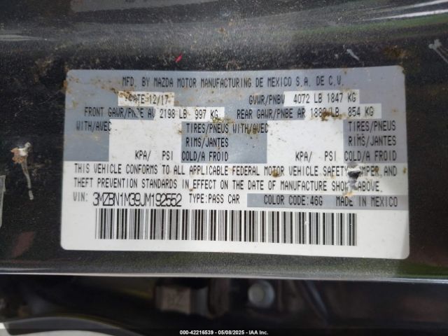 2018 MAZDA MAZDA3 3MZBN1M39JM192552 Photo 8