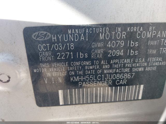 KMHH55LC1JU086867 Hyundai Elantra Gt Sport
