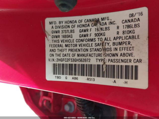 2HGFC2F53GH563972 Honda Civic Lx