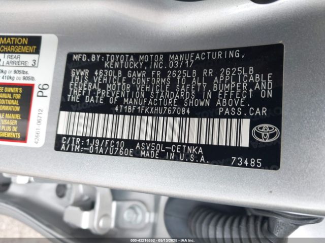 4T1BF1FKXHU767084 Toyota CAMRY LE