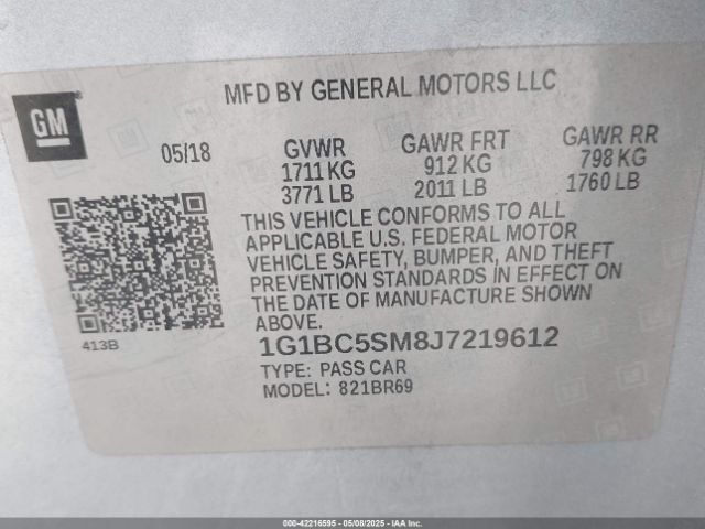 2018 CHEVROLET CRUZE 1G1BC5SM8J7219612 Photo 8