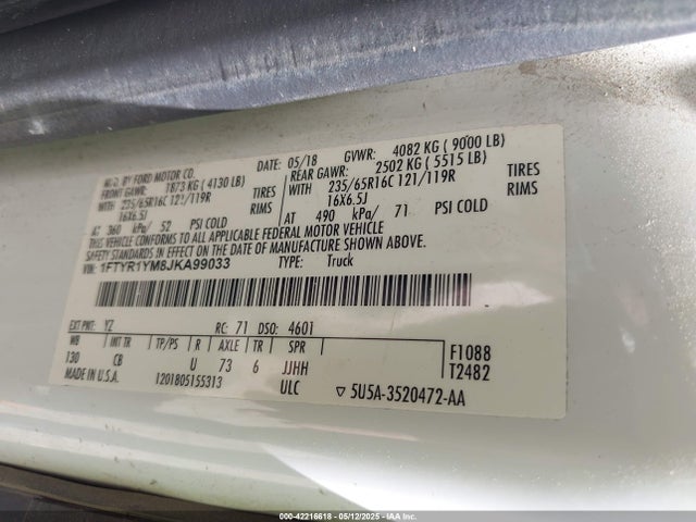 1FTYR1YM8JKA99033 Ford Transit-250