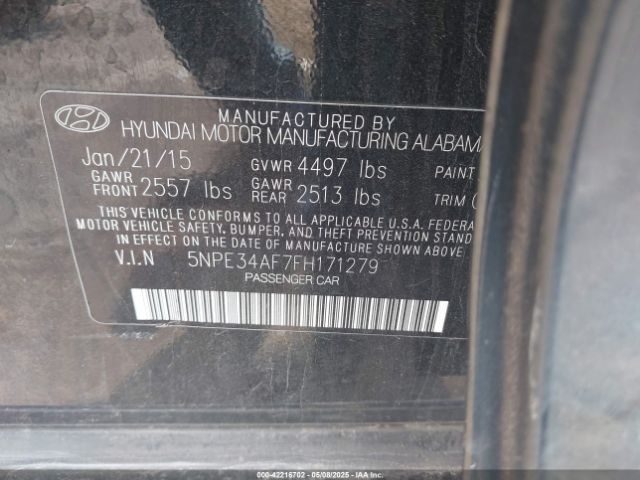 5NPE34AF7FH171279 Hyundai Sonata Limited