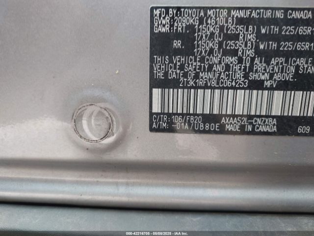 2T3K1RFV8LC064253 Toyota RAV4 LE