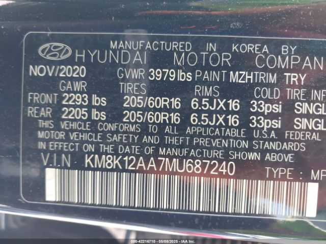 2021 HYUNDAI KONA KM8K12AA7MU687240 Photo 8