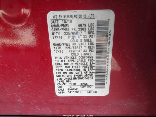 Nissan 2017 2017 JN8AT2MV6HW004256 Image 9