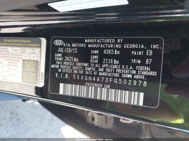 5XXGN4A73FG502978 KIA OPTIMA EX