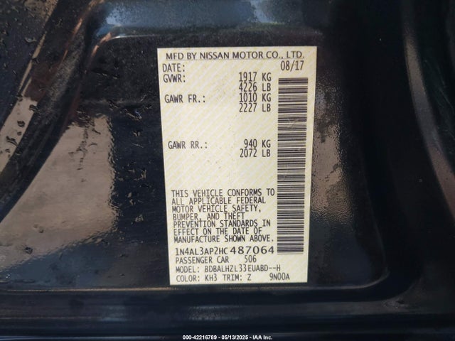 1N4AL3AP2HC487064 Nissan Altima 2.5 Sr