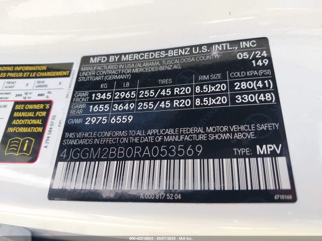 4JGGM2BB0RA053569 Mercedes-Benz electric motor