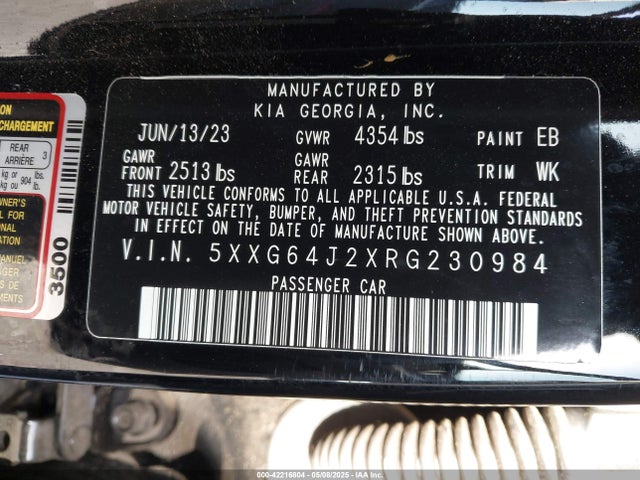 5XXG64J2XRG230984 KIA t-gdi gamma ii